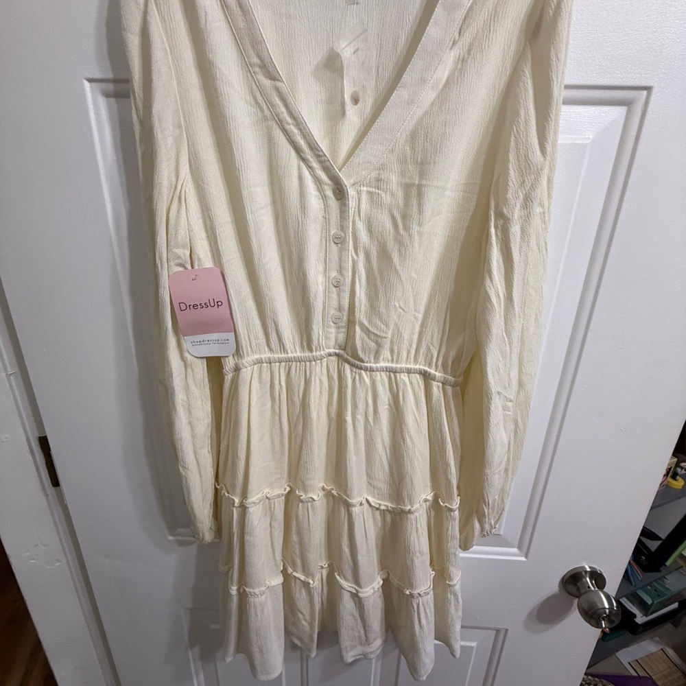 DressUp Cream Long Sleeve Dress